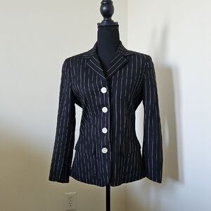 Ralph Lauren Black Pinstripe Tailored Blazer with White Stripes